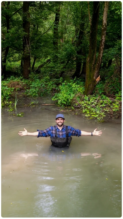 Duarte in the flooded forest in Slovakia